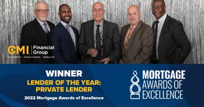 Mortgage Awards of Excellence names CMI Financial Group 2022 Private Lender of the Year (CNW Group/CMI Financial Group)