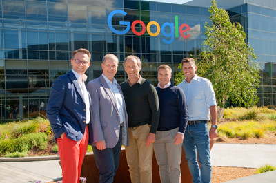 From left to right in the picture: Paul Haberfellner (Managing Director at Nagarro in Austria), Siegfried Wei (CTO SORAVIA), Erwin Soravia (CEO SORAVIA), Peter Steurer (CFO SORAVIA) and Mario Berger (Enterprise Sales Manager at Google Cloud)