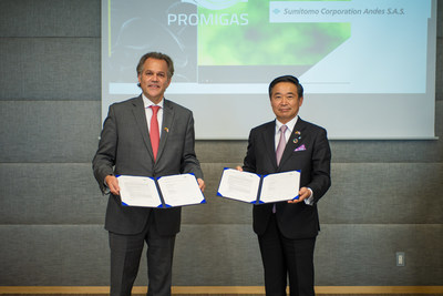 Juan Manuel Rojas, President of Promigas with Mayasuki Hyodo, President & CEO of Sumitomo Corporation.