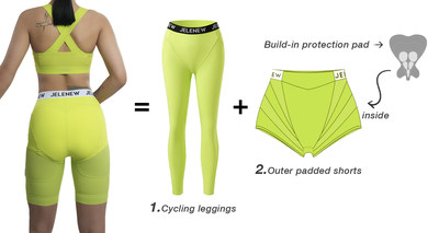 1+1 model outer padded cycling pants = tight-fitting leggings + detachable outer padded cycling shorts
