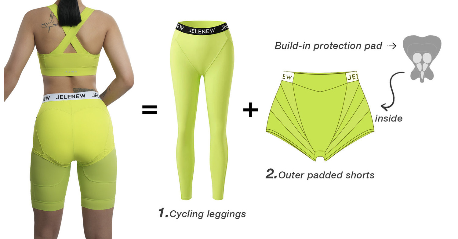 Jelenew 1+1 model outer padded cycling pants will bring women a