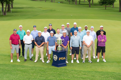 The PGA Team of 20 pose with the Wanamaker Trophy, PGA President Jim Richerson, PGA Vice President John Lindert, PGA Secretary Don Rea and PGA Chief Membership Officer John Easterbrook Jr.