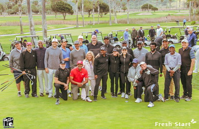 Shari Brasher, CEO of Fresh Start, host Alfonso Ribeiro and some of the event’s celebrity participants at the golf event in 2022. (Kylie Alyssa Photography)