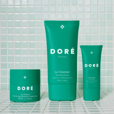 Doré is launching with three products, Le Baume, Le Cleanser, and La Crème, designed to simplify your skincare routine.