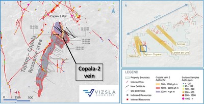 Figure 1: Plan map of recent drilling along the north sector of Tajitos – Copala resource area. (CNW Group/Vizsla Silver Corp.)