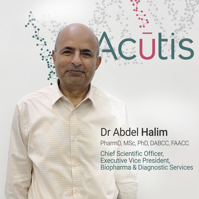 Acutis Diagnostics has appointed Dr. Abdel Halim as Chief Scientific Officer and Executive Vice President for biopharma and diagnostic services.