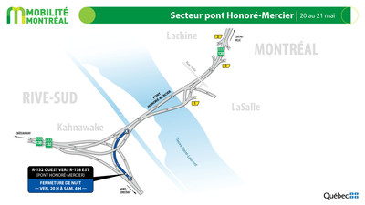 Pont Honoré-Mercier, vendredi 20 mai (Groupe CNW/Ministère des Transports)