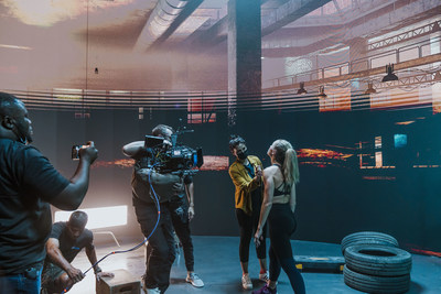 The production crew shoots the xR project against the backdrop of the LED screen (PRNewsfoto/INFiLED)
