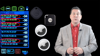 BVS, Inc. CEO and Cybersecurity expert Scott Schober demonstrates latest tracker detection and location feature in Yorkie-Pro wireless threat detector