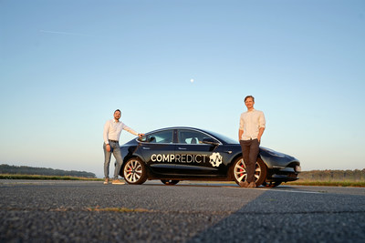 The founders of COMPREDICT, Stéphane Foulard (left) and Rafael Fietzek (right) with the company’s demo car