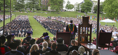 During his Commencement address at Hobart and William Smith Colleges, epidemiologist and HIV/AIDS expert Dr. Christopher Beyrer addressed more than 500 graduates and their families. Geneva, N.Y.
