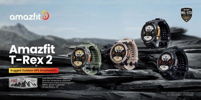 The Amazfit T-Rex 2 is a rugged outdoor GPS smartwatch with dual-band and 5 satellites positioning, and 10 ATM water resistance that can accompany users in extremely challenging environments.