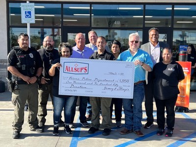 The Friona, TX Police Department accepts a donation from Yesway at the Allsup's Grand Opening, May 2022.