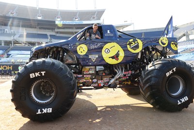 MEMPHIS, Tenn. (May 23, 2022) - Feld Entertainment® surprised St. Jude Children's Research Hospital® patient Calvin, 13, with 12,000-pound Monster Jam monster truck adorned with artwork he created when Monster Jam drivers visited St. Jude. The unveiling took place during the Monster Jam World Finals® May 21 to 22, in Orlando, Florida, at Camping World Stadium. Photo credit: Feld Entertainment