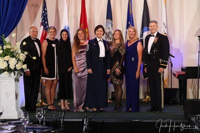 Left to Right: Shashi Vohra, PenFed Foundation President and PenFed Credit Union Senior EVP/President, Affiliated Businesses; three members of the Sisters of Service; JoAnne Bass, Chief Master Sergeant of the Air Force; Rebekah Edmondson, PenFed Foundation Afghan Rescue and Resettlement Program Manager; Deborah James, PenFed Foundation Chairwoman of the Board of Directors and former Secretary of the Air Force; John W. Nicholson, Jr., Retired Four-Star General and Lockheed Martin Chief Executive for Middle East.