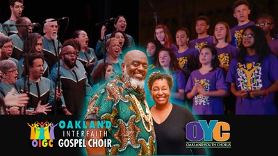 Oakland Interfaith Gospel Choir Acquires Oakland Youth Chorus. OIGC Artistic Director Terrance Kelly with OYC Artistic Director La Nell Martin.