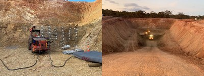Figure 1(a) and 1(b): Portal installation at Beta Hunt Mine (May 2022) (CNW Group/Karora Resources Inc.)
