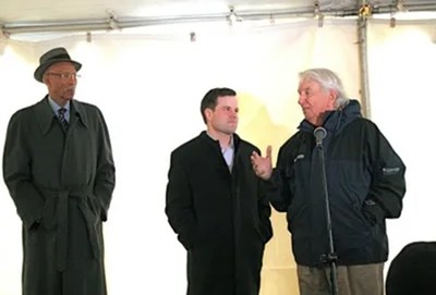 William J. Pulte and William J. Pulte with Mayor Dave Bing in Detroit’s Eastern Market Neighborhood in February 2013