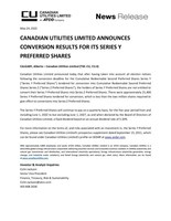 CANADIAN UTILITIES LIMITED ANNOUNCES CONVERSION RESULTS FOR ITS SERIES Y PREFERRED SHARES (CNW Group/Canadian Utilities Limited)