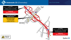 Autoroute 13 (Chomedey) - Fermeture complète au cours de la fin de semaine du 27 mai 2022