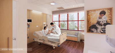 Rendering of a maternity antepartum patient room