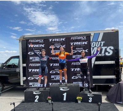 Natural Grocers' racer, Michelle Leonard with a podium finish at the Colorado State Road Racing Championships.