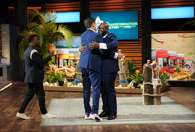 The Transformation Factory founder Alexiou Gibson accepts offer from Mark Cuban and Kevin Hart on ABC’s Shark Tank to expand health supplement product.  (Photo Credit: ABC/Christopher Willard)