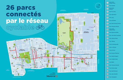 26 parcs connects par le rseau cyclable de VSP (Groupe CNW/Ville de Montral - Arrondissement de Villeray - Saint-Michel - Parc-Extension)