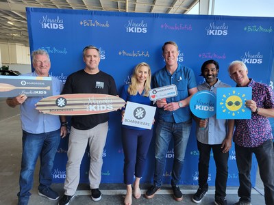 (left to right) Bob McKnight, President Boardriders Foundation, Nate Smith, President, Americas, Autumn Strier, Co-Founder & CEO, Miracles for Kids, Arne Arens , CEO, Boardriders, Ajai Datta, Vice President of Retail, Boardriders, Tom Swanecamp, Board of Director Member, Miracles for Kids