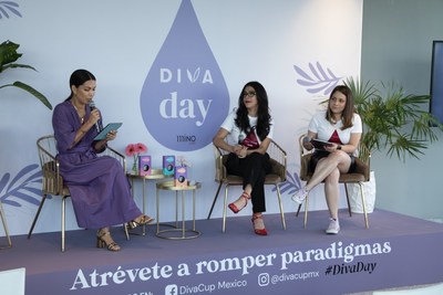 Romina Sacre, la sexóloga Carolina Roldán y María Luisa Zurita, Gerente de Mercadotecnia de Mino Labs, durante el DivaTalks: rompiendo paradigmas