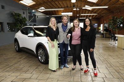 (left to right) Meghan Simpson, chief marketing officer, and Mike Sullivan, owner, Genesis Santa Monica, Patricia Wayne, first GV60 customer, and Claudia Marquez, chief operating officer, Genesis Motor North America, at Genesis Santa Monica, Santa Monica, Calif., May 26, 2022.