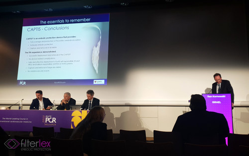 Prof. Ran Kornowski, Director of the Cardiology Center, Rabin Medical Center presenting successful CAPTIS® first-in-human study results at the EuroPCR 2022 conference.