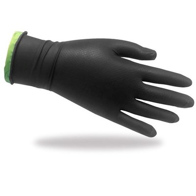 Black Get-A-Grip Nitrile glove with Green Interior Wear Indicator