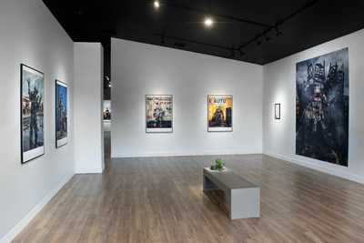 An installation view at the Joshua Tree Gallery of Contemporary Art featuring the "Homo Detritus" series of works by Stephan Gladieu as part of the THROUGH THEIR EYES exhibition.