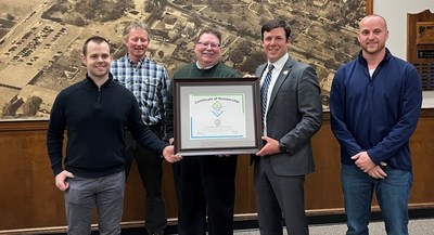 PHOTO: Pictured, from left, Town Engineer Connor Knightly, West Springfield Dept. of Public Works Director of Operations Trevor Wood, West Springfield Mayor William C. Reichelt, West Springfield Deputy Director of Water Jeffrey R. Auer, West Springfield Dept. of Public Works Director Rob Colson.