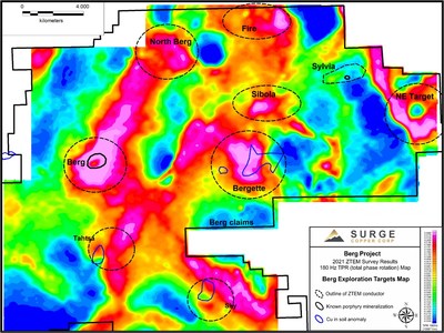 Figure 1. Berg Regional Exploration Targets Map. (CNW Group/Surge Copper Corp.)
