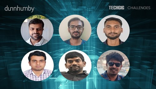 dunnhumby Code Combat 3.0 winners from L to R (1st line): Mujaffar Husain, Sai Sharan Kuchalakanti, Sushant Sawarn (2nd line) Deepak Mishra, Sandeep Kumar, Divya Parakh dunnhumby Code Combat 3.0 winners from L to R (1st line): Mujaffar Husain, Sai Sharan Kuchalakanti, Sushant Sawarn (2nd line) Deepak Mishra, Sandeep Kumar, Divya Parakh