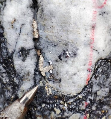 Image 2. Native silver in core from the Margaritas vein of the Alaska Target. (CNW Group/Outcrop Silver & Gold Corporation)