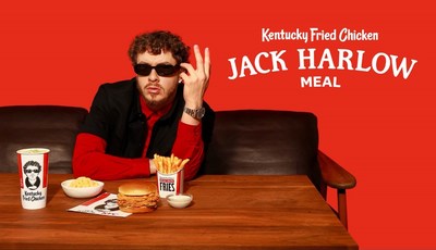 Jack Harlow and KFC – two Kentucky icons – have teamed up to curate a custom meal, mixing KFC classics such as Mac & Cheese with newer fan favorites like the KFC Spicy Chicken Sandwich and Secret Recipe Fries. (PRNewsfoto/Kentucky Fried Chicken)