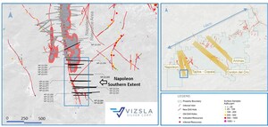 VIZSLA SILVER EXTENDS HIGH GRADE MINERALIZATION AT SOUTHERN END OF NAPOLEON, INTERSECTING 2,098 G/T AGEQ OVER 4.30 METRES