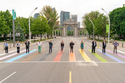 The Exhibition Place Executive Leadership Team at the unveiling of the Rainbow Crosswalk  | Photo Credit: Adam Freeman for Exhibition Place (CNW Group/Exhibition Place)