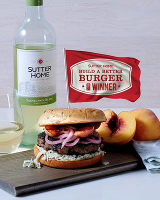 2021 Grand Prize Winner: Luscious Peach & Pork Burger paired with Sutter Home Sauvignon Blanc