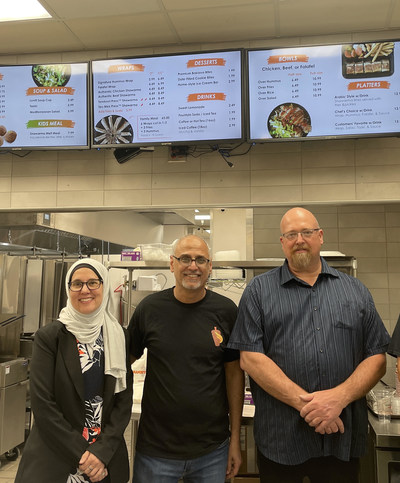 Entrepreneurs and co-founders of Shawarma Press, Sawsan Abublan and Dr. Ehap Sabri, celebrated the grand opening of their fifth franchise location in Texas in Georgetown with General Manager John Lloyd.