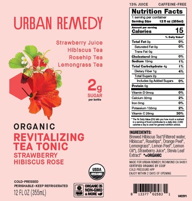 Urban Remedy Organic Revitalizing Tea Tonic Strawberry Hibiscus Rose Label