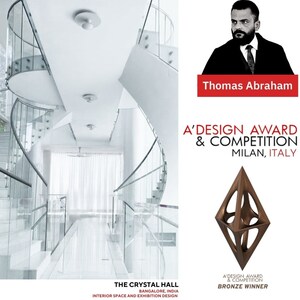 Thomas Abraham to receive the Bronze A' Design Award at Milan this July