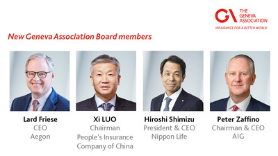 The Geneva Association announces the elections of four new Board members: Lard Friese, CEO, Aegon; Xi LUO, Chairman, People's Insurance Company of China; Hiroshi Shimizu, President & CEO, Nippon Life; Peter Zaffino, Chairman & CEO, AIG