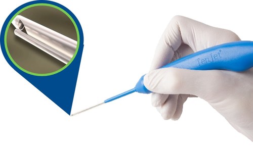 The TenJet device used for targeted, selective removal of degenerative, pathologic tendon tissue.