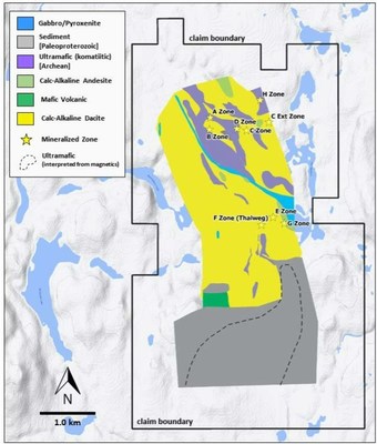 Figure 1b – Bannockburn Nickel project with nickel sulphide zones (yellow star) discovered to date (CNW Group/Canada Nickel Company Inc.)