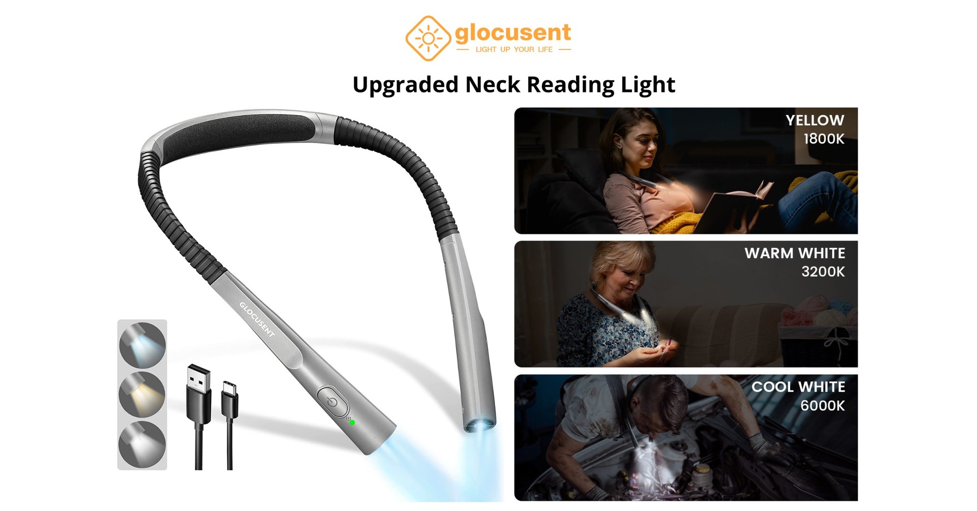 Ledgle LEDGLE LED Neck Light for Reading Rechargeable Neck