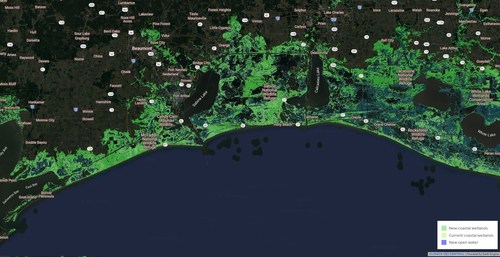 Texas coastal wetlands projections, 2050, with full conservation